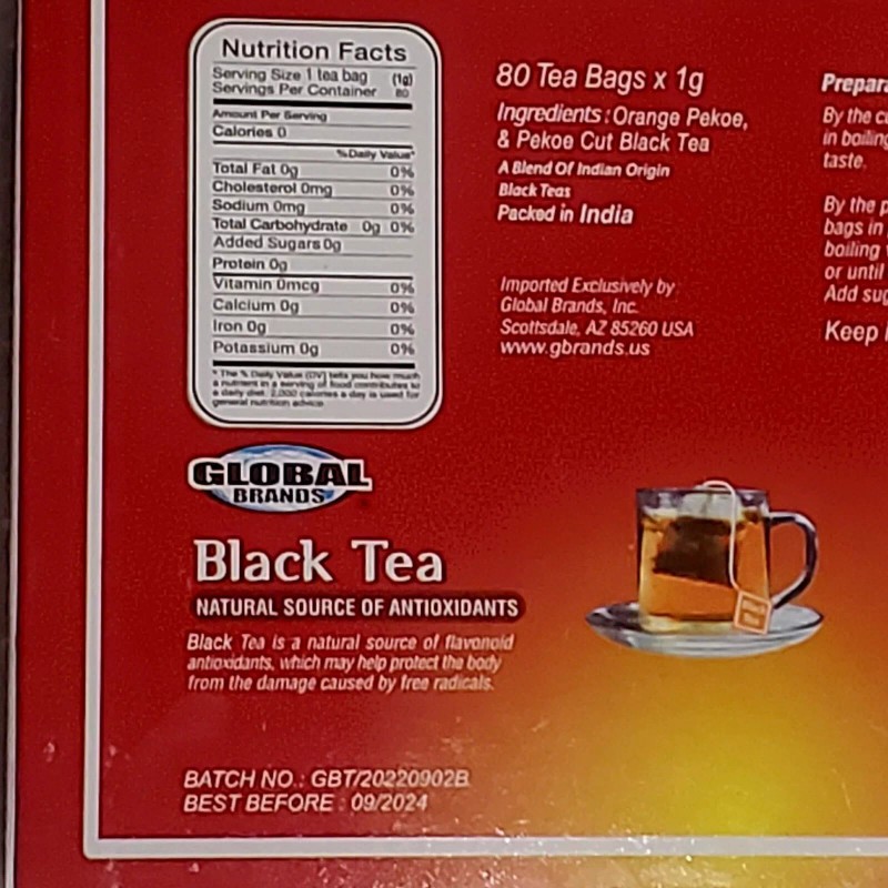 Global Brands Orange Pekoe & Pekoe Cut Black Tea 80