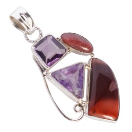 Ravishing Impressions Amethyst Agate Gemstone 925 Sterling Silver Bezel Setting Pendant Necklace With 18 Inches Chain April Birthstone Jewelry