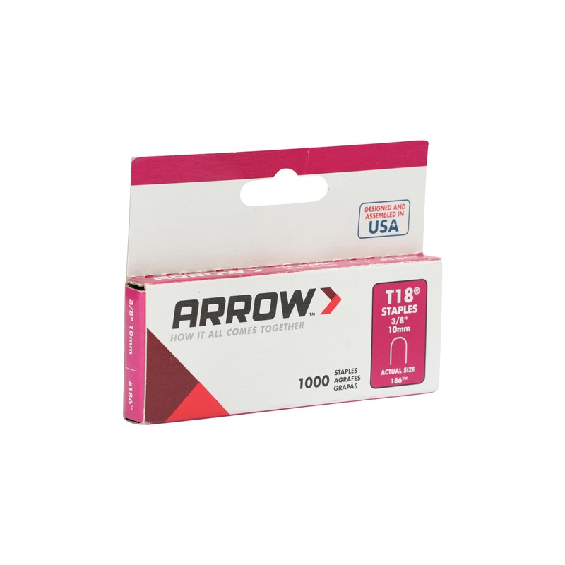 Arrow 186 T18 3/8-Inch Leg Length, 3/16-Inch Crown Size, Staples