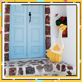 EKOREST Summer Porch Goose Outfits for 23 Inch Lawn Statue, Yellow Hawaiian Bikini Costume for Plastic/Cement Statue, Spring Duck Sculpture Clothes for Yard Patio Party House Warming Decoration