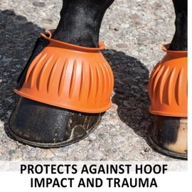 Dura-Tech Ribbed Rubber Double Lock Bell Boots for Horses | Ultimate Horse Protection | Heavy-Duty Impact Shield | No-Rub Design | Secure Double Lock Closure | Size Large | Color Purple