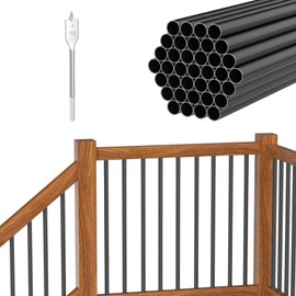 BLIKA 50 Pack Aluminum Deck Balusters, 36" X3/4" Round Black Deck Balusters for Deck Railing Porch, Staircase