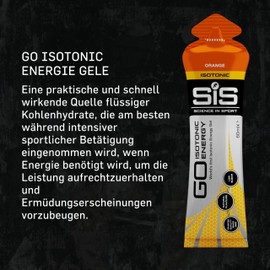 Science in Sport GO Isotonic Energie Gel, echte isotonische Formulierung / 22g Kohlenhydrate, wenig Zucker, Gel zum Laufen und Radfahren, schnelle Energie, vegan, 6x60ml Packung, Orange Geschmack