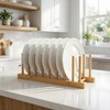 Jninexiu Bamboo Wooden Dish Racks for Kitchen Counter, Plate Organizer