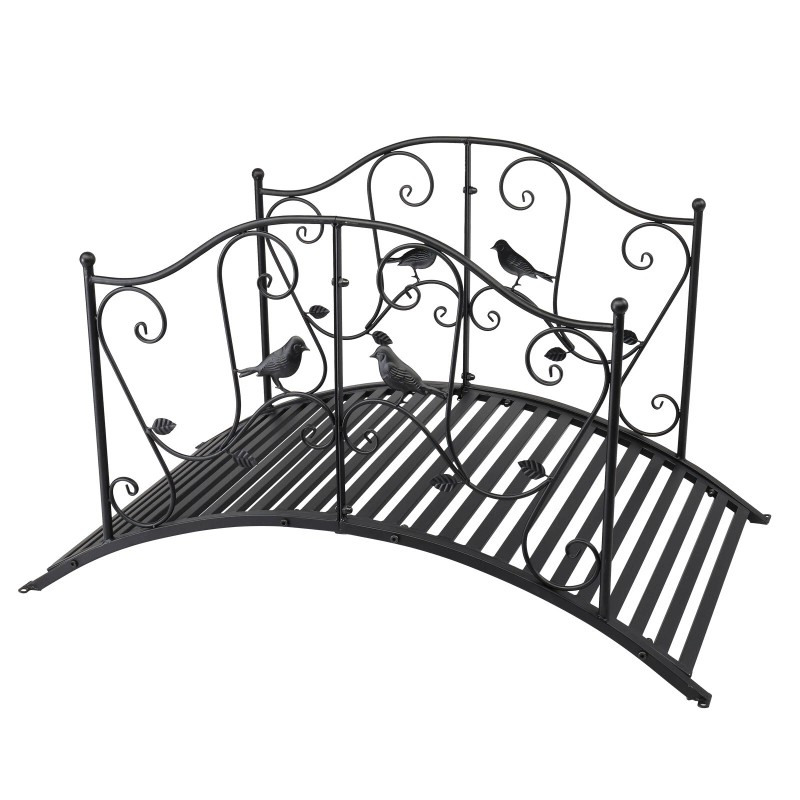 Unbranded 119*67*71cm Courtyard Bird Pattern Arched Handrail Courtyard Iron Bridge