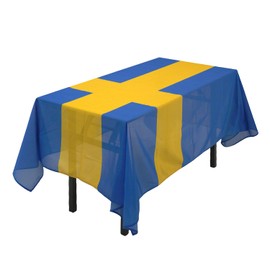 MSFHHA Country State Flag Tablecloth Fade-Resistant Washable National Flag Tablecloth, Suitable for Kitchen Dining Family Gatherings and Outdoor Events,59 Inches * 83 Inches. (Sweden)