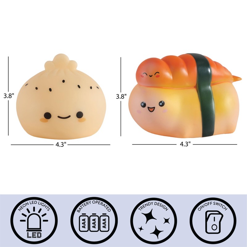 Urban Lifestyle Figural Food Squish LED Mood Lamp, 2 Pack