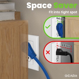 GEARit 360 Rotating Flat Plug Extension Cord with 3 Outlets (20ft, Navy) 16AWG/13A 3 Prong Wire, Outlet Saver for Home Office Dorm Room Essentials, ETL Certified