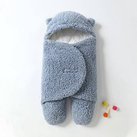 Cute Baby Swaddle Blanket Newborn Swaddle Wrap Soft Plush Receiving Swaddling Wrap Baby Sleep Sack with Feet Baby Sleeping Bag for Winter, L Size for 3-6 Months Babies