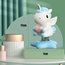 YouXiaor 2 Stücke Wackelfigur Einhorn Figuren,Einhorn-Wackelfigur mit Wackelkopf Einhorn Auto Ornament Autozubehör Armaturenbrett Innendekoration Schaukel Desktop Ornament Dekoration Geschenk