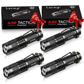 LETMY Tactical Flashlight, Super Bright LED Mini Flashlights with Belt Clip, Zoomable, 3 Modes, Waterproof - Best EDC Flashlight for Gift, Hiking, Camping, Hurricane & Power Outage (4 Pack)