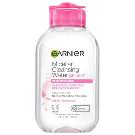 Garnier Micellar Cleansing Water, All-in-1 Makeup Remover and Facial Cleanser, For All Skin Types, 3.4 Fl Oz (100mL), 1 Count (Packaging May Vary)