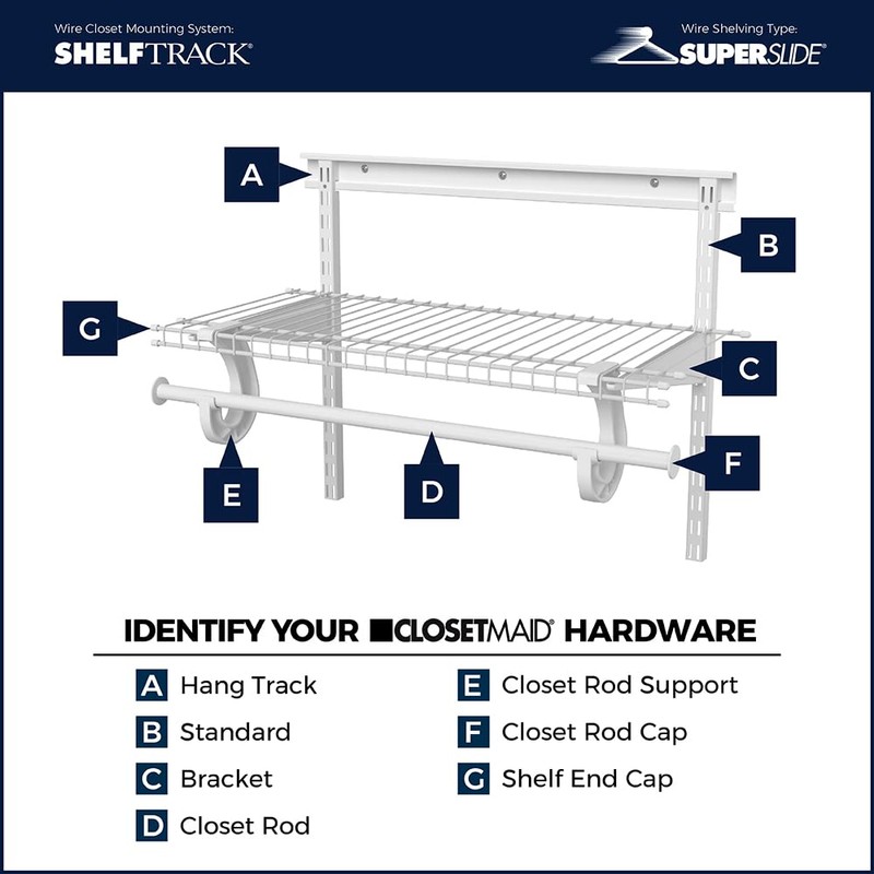 ClosetMaid ShelfTrack White Standard Upright, Closet System Hardware, 84 in.,