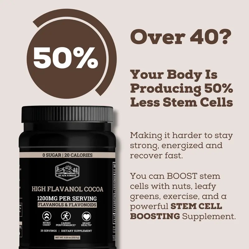 Cocoa Flavanols Powder 1200mg with Epicatechin, Dark Chocolate Drink Mix,