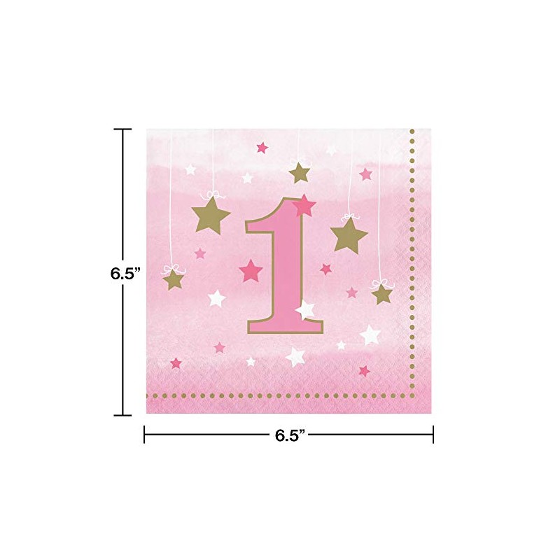 One Little Star Girl 1st Birthday Napkins, 48 ct
