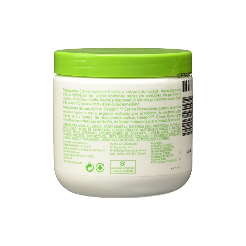 Cetaphil Crema Humectante Alta Tolerancia, 453 gr