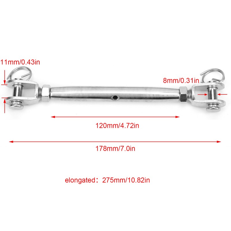 2pcs Jaw and Jaw Turnbuckle Stainless Steel Turnbuckle Rigging Screw