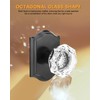 Gobrico 3 Pack Crystal Door Knobs with Matte Black Arched