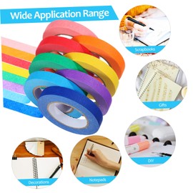 TEHAUX 8 Rolls Colored Masking Tape DIY Painters Tape for Creative Projects Scrapbooking Journaling Labeling