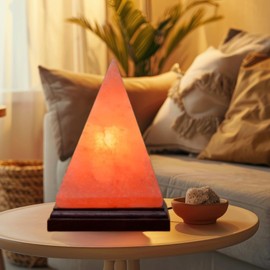 NB Himalayan Pink Salt Pyramid Lamp – Hand-Carved Crystal Rock Salt Lamp with Dimmer Switch & 2 Bulbs – Natural Wellness Light from Pakistan – Amber Glow for Home, Office & Meditation Space