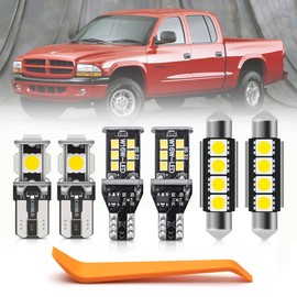 nsautolighting 10pcs White LED Interior Lights Bulb Kit for Dodge Dakota 1997-2004, 6000K Super Bright, Plug and Play, Non-Polar