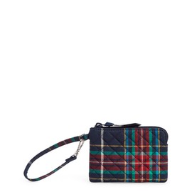 Vera Bradley Women's Cotton Clip & Zip Mini Pouch Wallet, Tartan Plaid - Recycled Cotton, One Size