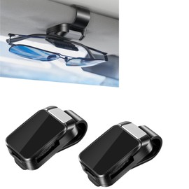 2 Packs One Handed Operation Sunglass Holder - Sunglass Clip for Car Visor with Sponge- Car Accessories for Holding Glasses (Black)