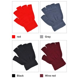 Bememo 4 Pairs Fingerless Gloves Half Finger Mittens Winter Solid Color Typing Knitted Gloves for Boys and Girls