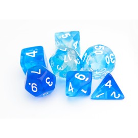 vvpesca DND Dice Set of 7 – Polyhedral Dice Set for TTRPGs,Dungeons and Dragons,Role Playing Games – D20 System Dice/Clear Blue-White
