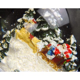 20201 Snow Globe Santa Claus Red Gift Sledge on Base Nostalgic Snow Landscape Christmas Winter with Music Box - 100 mm Wide