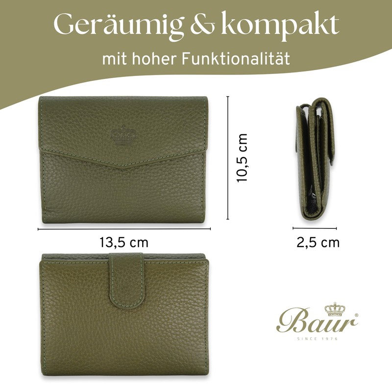 Baur Women's Genuine Leather Wallet with RFID Protection, Small Wallet,