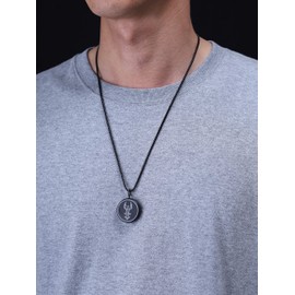 COAI Obsidian Saint Michael Pendant, Obsidian, Obsidian