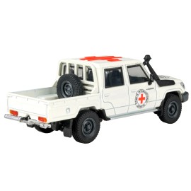 2014 for Toyota Land Cruiser LC 79 Diecast Model Car 1/64 Pickup Truck White 'International Red Cross' Paragon Models DCD