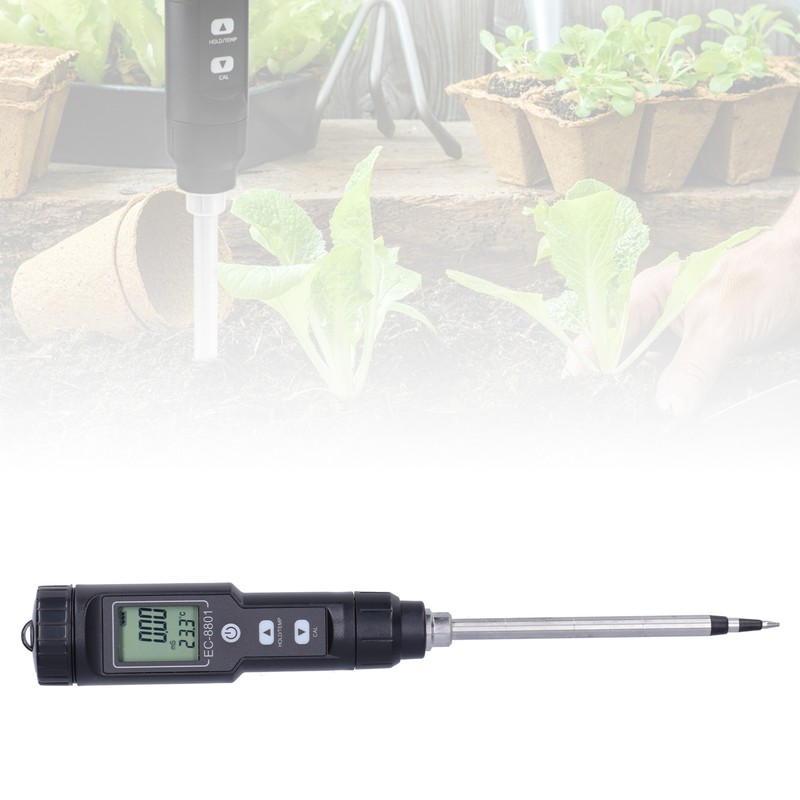 EC Tester with LCD Display Soil Conductivity Temperature Meter for