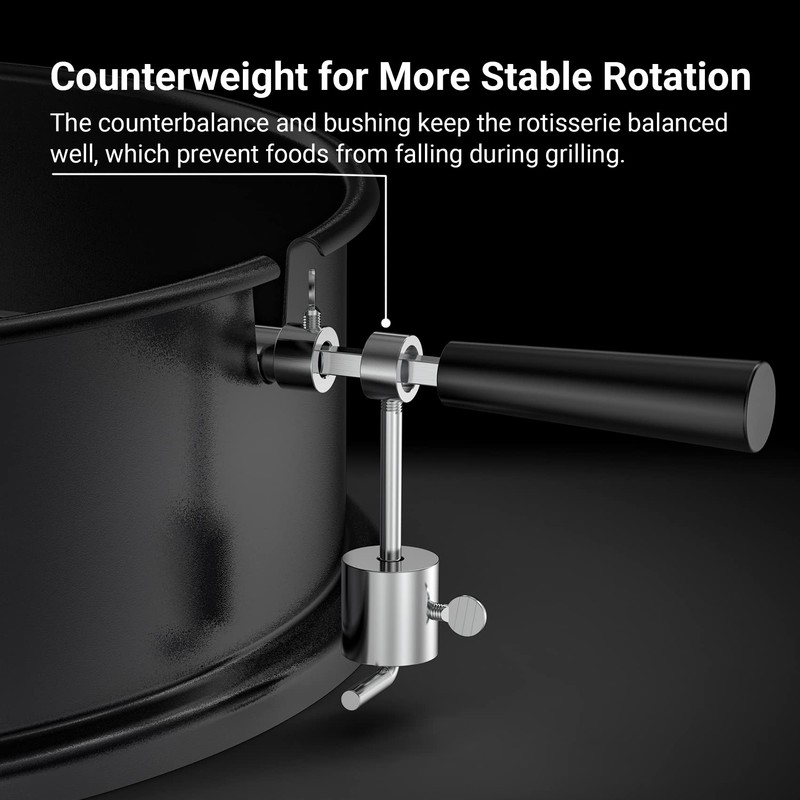 onlyfire Universal High-Temp Resistance Black Coated Steel Charcoal Kettle Rotisserie