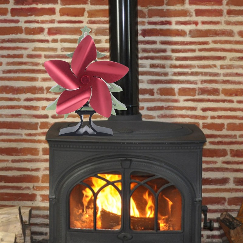 5 Blade Heat Powered Stove Fan Adjustable Speed Thermoelectric Fireplace