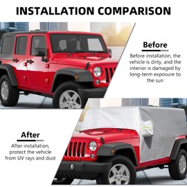 RAZPOY for Jeep Car Cover Waterproof All Weather Protection, Car Rain Sunshade Snow UV Cover Exterior Accessories for Jeep Wrangler JK JL 2007-2022, 4-Door
