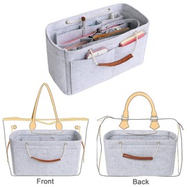 Yoillione Women's Bag Organiser Felt Inner Pockets for Handbags Insert, Bag in Bag Organiser Felt Handbags Organiser Medium, Beige Bag Organiser, lightgrey, Pocket organiser
