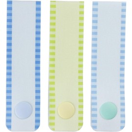 Uniname Name Snap Tag, Width 0.7 inch (18 mm) x Length 5.5 inches (140 mm), Border, 100% Cotton, 3-Color Set, AJUN-15