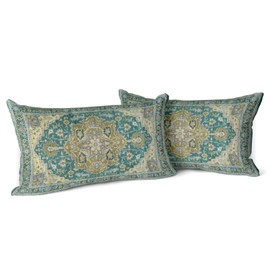 Snylcce Boho Throw Pillow Covers Set of 2 -Darkgreen Antique & Vintage Design, Double-Sided Pattern 30x50 cm Soft Cushion Covers for Garden Couch, Sofa, Bed - Decorative 12x20 Inch Pillowcases