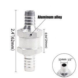 Válvula antirretorno de una sola vía para combustible, de aleación de aluminio, para gasolina y diésel, para uso marítimo, 12mm 1/2 Aluminum Alloy