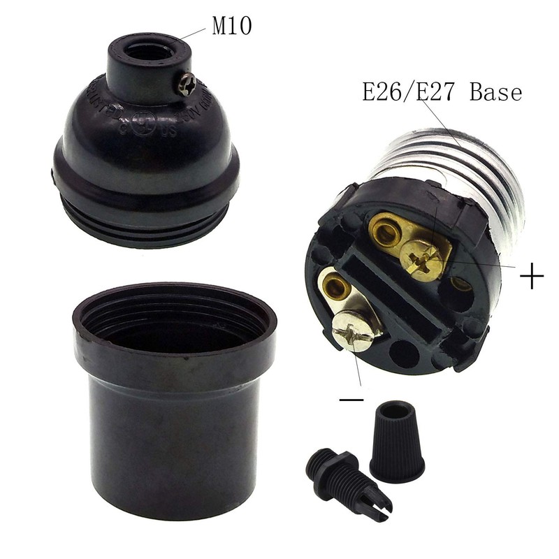 Keyless Medium Base Vintage Socket,Black Bakelite Socket E26/E27 Vintage Screw