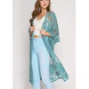 [Bsubseach] レディ メッシュ レース 水着カバーアップ ビーチ カーディガン オープン ブルーグリーン
