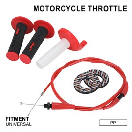 JFG RACING Motorcycle 7/8" 22mm Twist Throttle Cable Assembly Accelerator Kit Hand Grips Donuts Universal for CRF YZ TTR SSR TW DRZ 50 65 85 110 125 140 150 200 250 Dirt Pit Bike ATV Mini Bike Red