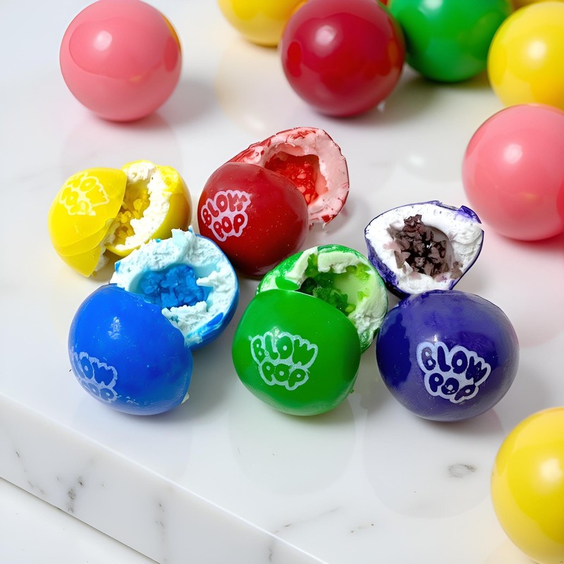 SweetGourmet Blow Pop Filled Gumballs, Bulk Unwrapped, Grape Lemon Cherry