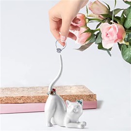 Titanape Cat Ring Holder Jewellery Stand, Cat Gifts for Women for Birthday, Christmas, Valentine's Day, Kawaii Cat Decoration Ornaments