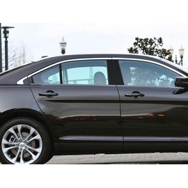 Rvinyl Pillar Post Pre Cut Window Trim Kits in Gloss Black Compatible with Ford Taurus 2010-2019 with Keyless Entry with Adhesive Back