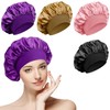 4 Pcs Sombrero de Satén para Dormir,Gorro Rizado Ajustable |