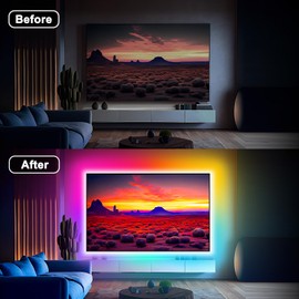 Daymeet TV LED Lights Strip, Music Sync LED TV Backlight for 65-85in TV, 16.4FT TV Lights Bluetooth APP Remote Control, USB TV Lights Behind RGB Color Changing LED Light Strip for Tv Gaming Room