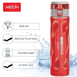 Stylish-500 Thermosteel Water Bottle, 16.9 OZ (500 ml) 18/8 Stainless Steel (Red)